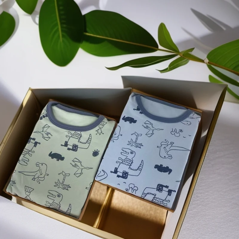 今贝旺2024新年新款舒绒简笔画恐龙长袖长裤套装秋衣秋裤保暖棉