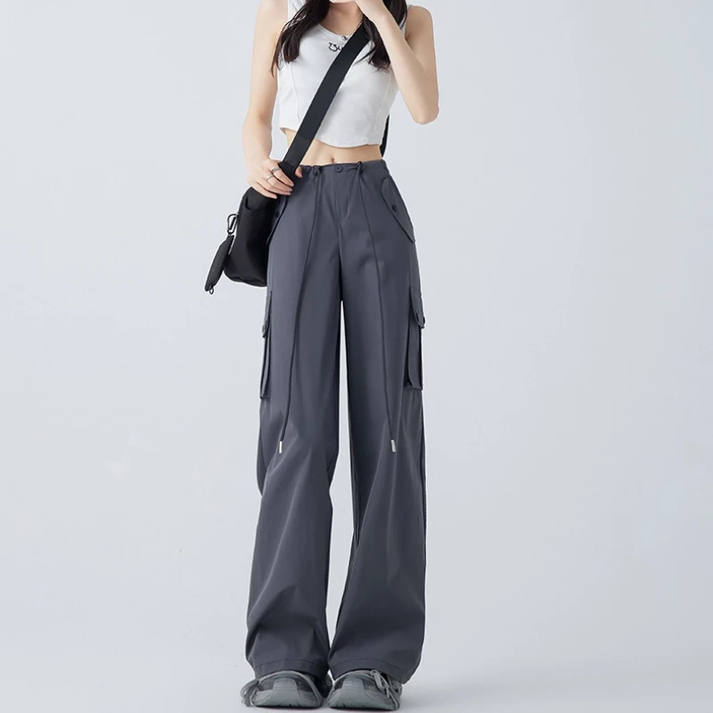 尚诺飞新款美式运动休闲工装裤女外穿高腰显瘦宽松直筒束脚健身裤