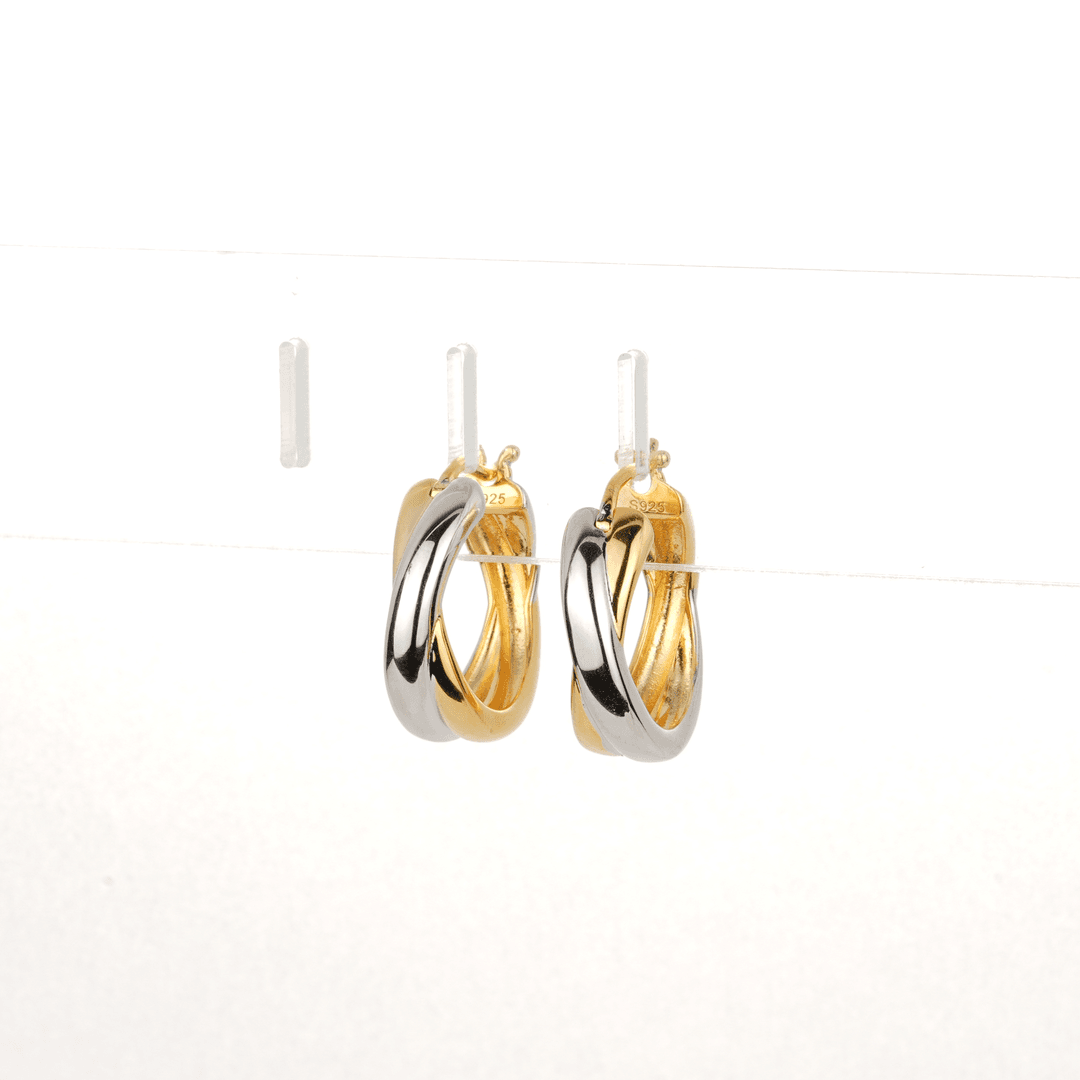 925银合成锆石耳饰 金色银色错金简约百搭耳环