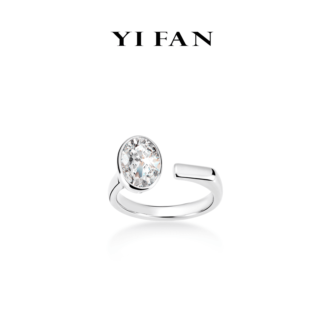 925银合成锆石戒指 1459-白鸽子蛋素面小行星简约戒指