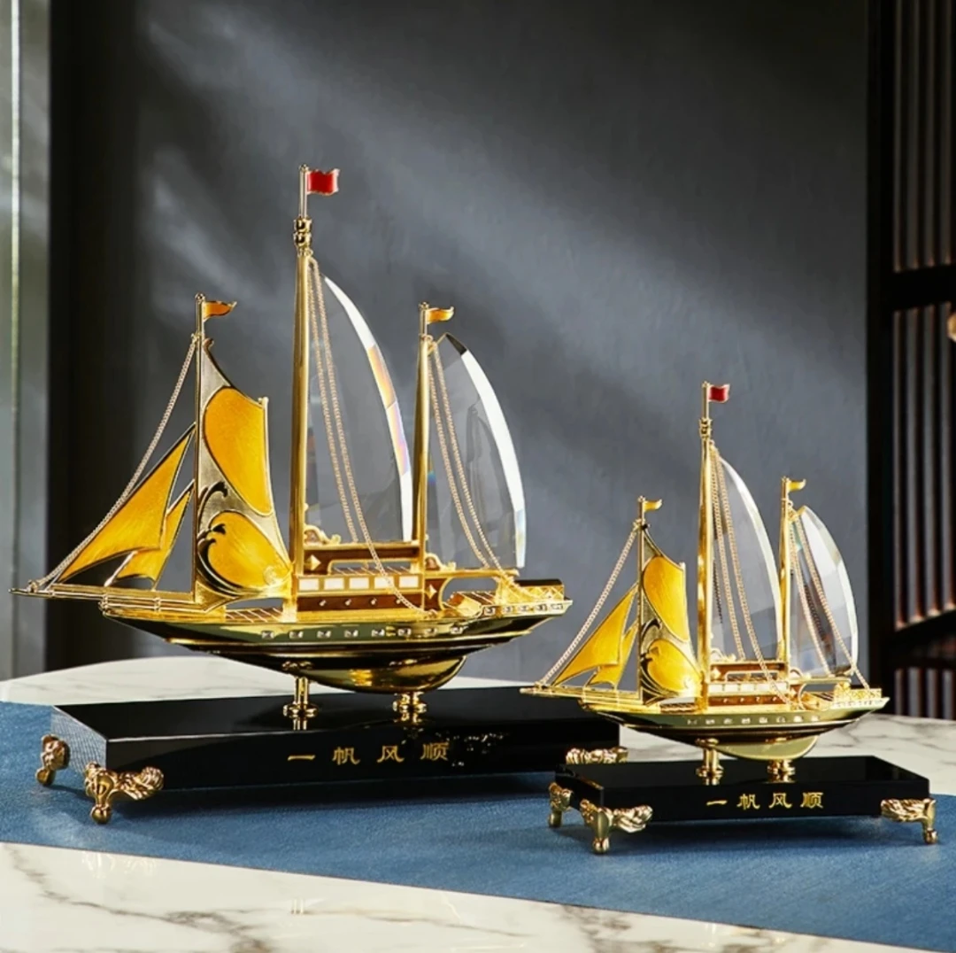 蛇年一帆风顺帆船摆件办公室桌面家居客厅玄关电视柜手工纪念工艺