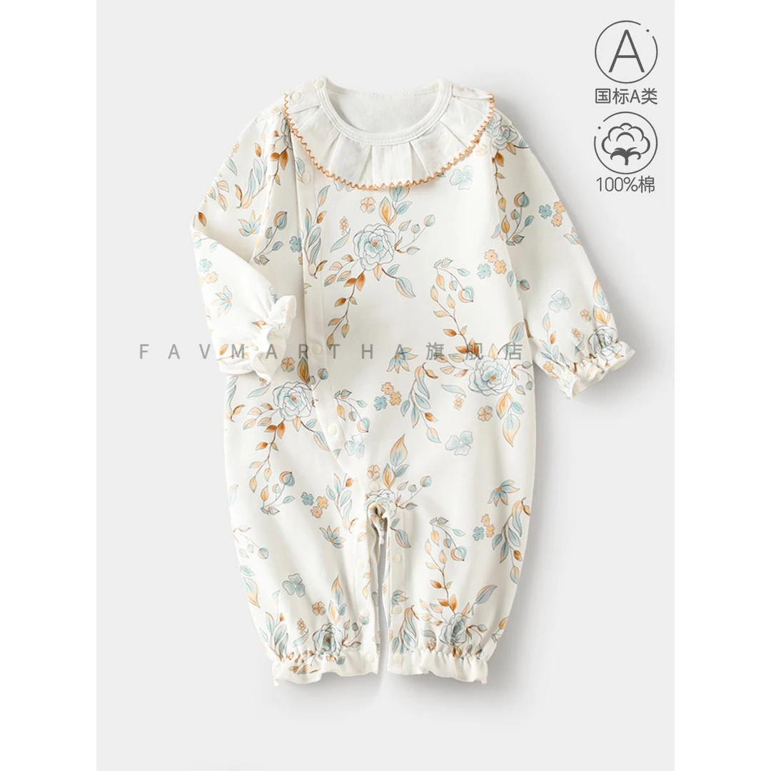 婴儿四季服装a类纯棉女宝宝连体衣春秋衣服长袖外出新生儿爬爬服