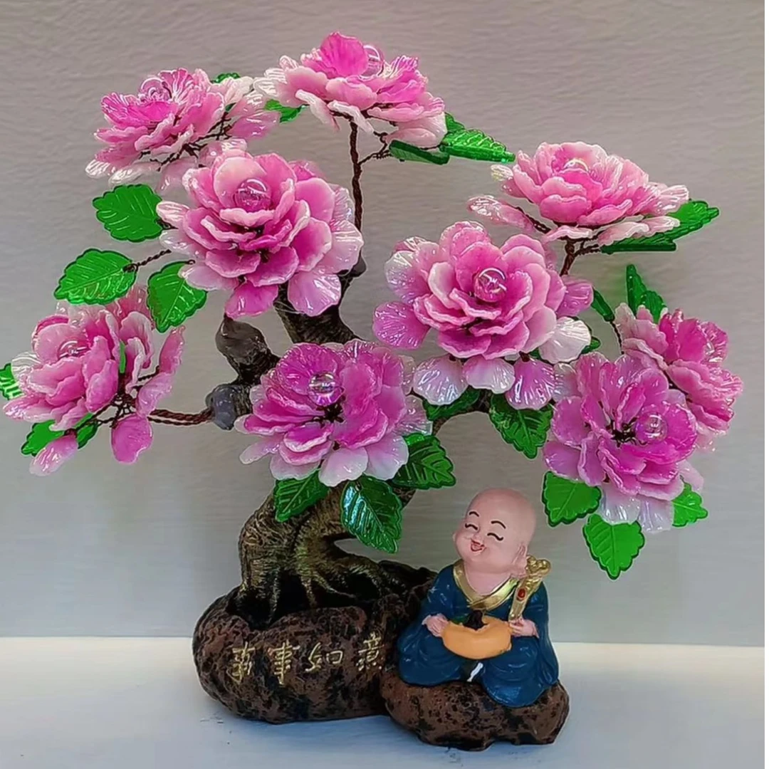 山茶花 9孔底座如意顺水 手工DIY材料包