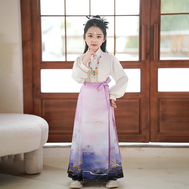 槿木缘【星河】女童马面裙套装2025新款春装新中式汉服儿童唐装春秋