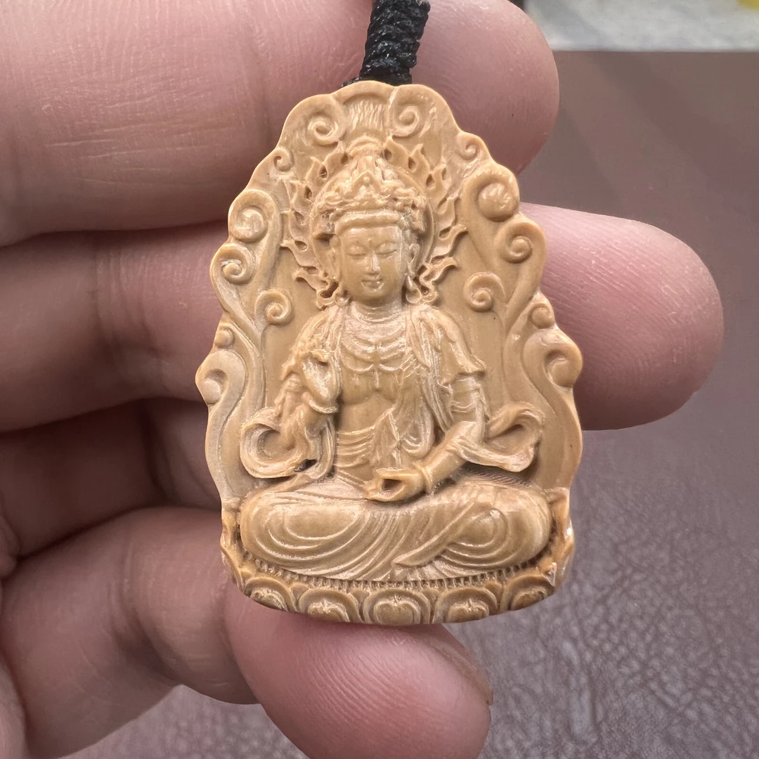 F06-保真精工猛犸牙手雕坐莲观音