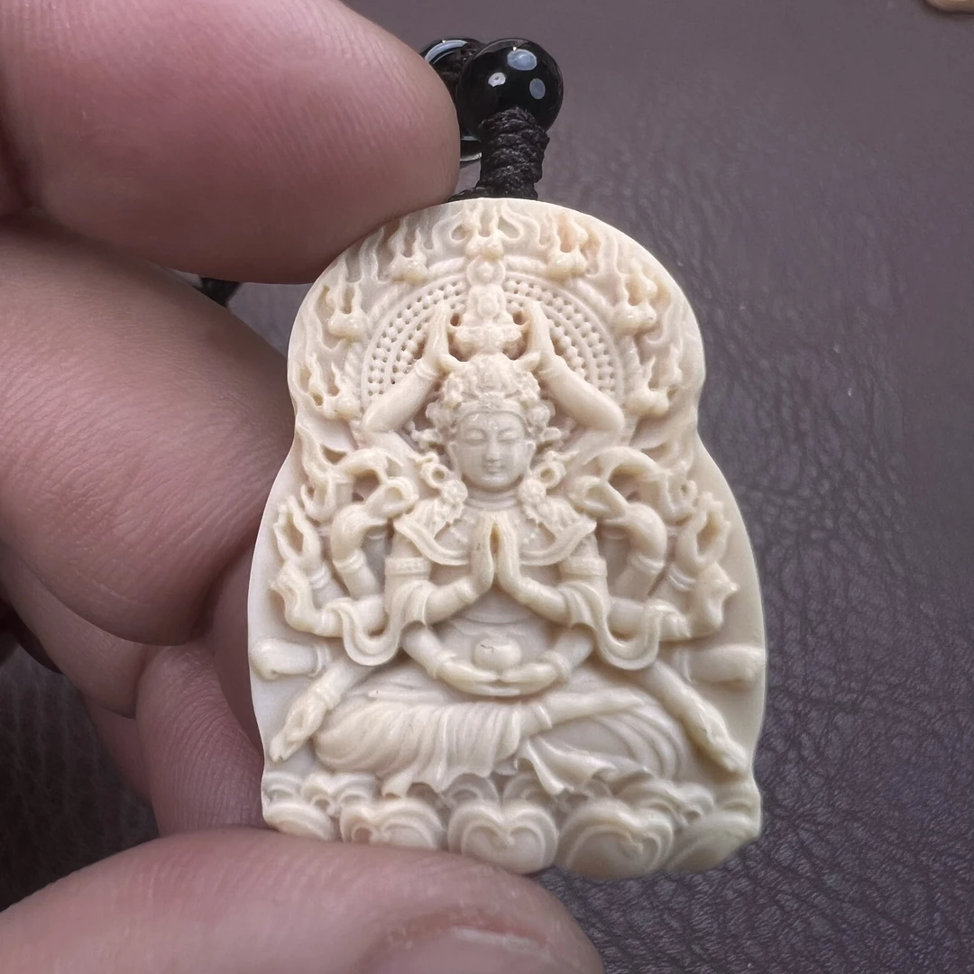 F-6-5-保真精工猛犸牙手雕千手