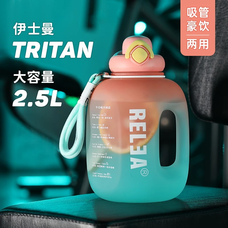 大容量水杯男生运动水壶夏季健身吨桶吨耐高温顿顿桶吸管太空杯子