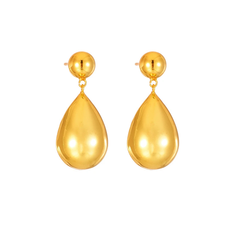 铜合金耳饰 欧美小众气质耳饰925银针水滴圆珠高级感耳钉新款