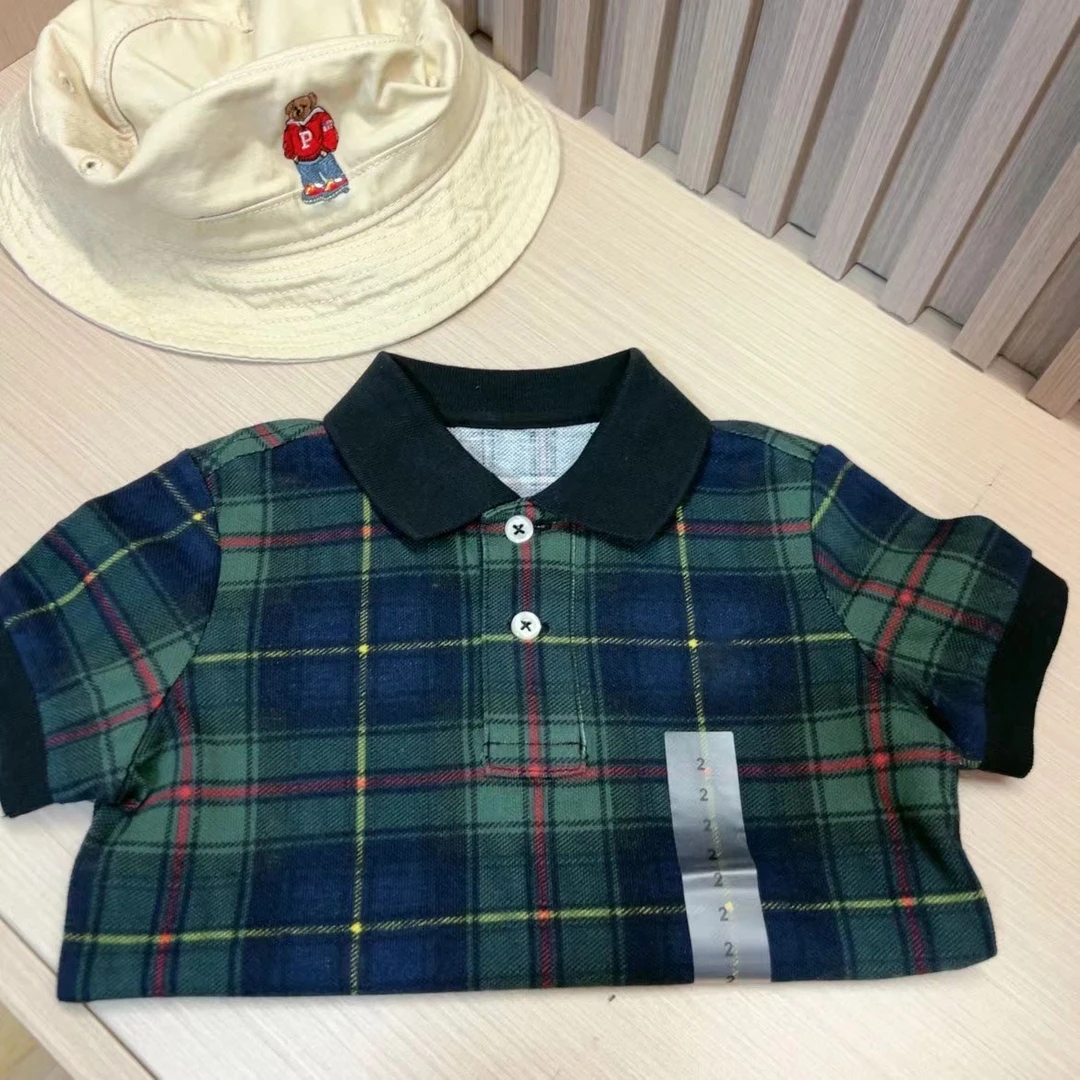 （2）儿童男童女童格纹Polo衫 短袖