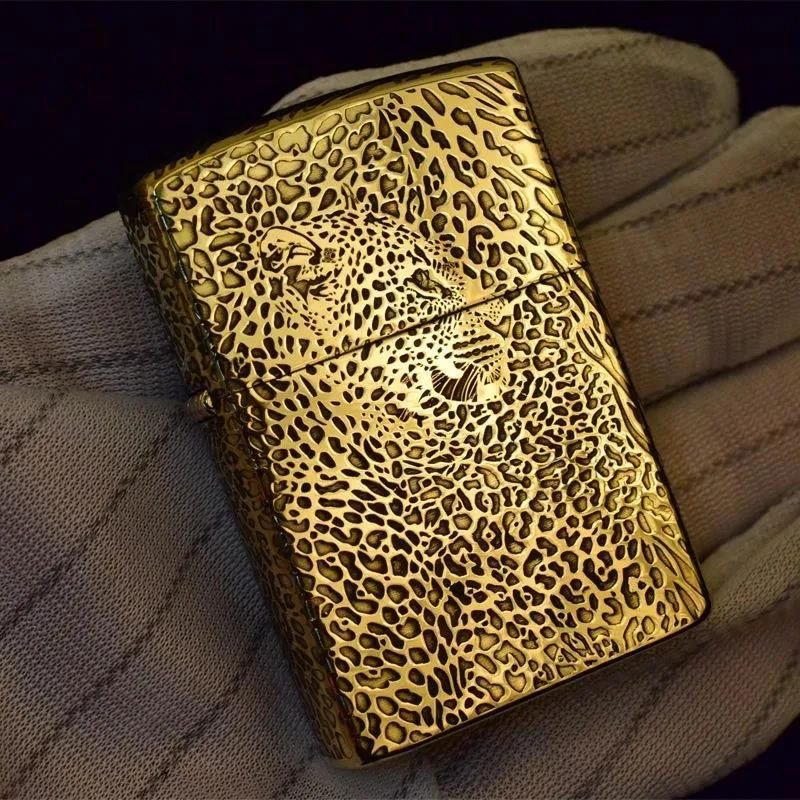 Zorro佐罗902纯铜煤油打火机紫铜加深雕刻五面斑马豹雕刻煤油复古