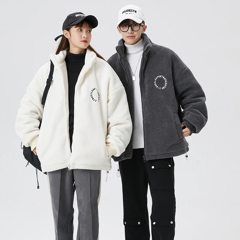 羊羔绒棉服男女宽松秋冬季外套情侣摇粒绒夹克棉服潮牌羊羔绒1026