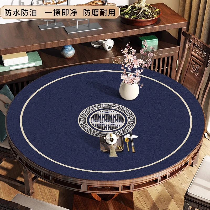 国风古雅麻将减震降噪桌布防水防油免洗圆形餐桌垫茶几垫八仙桌垫