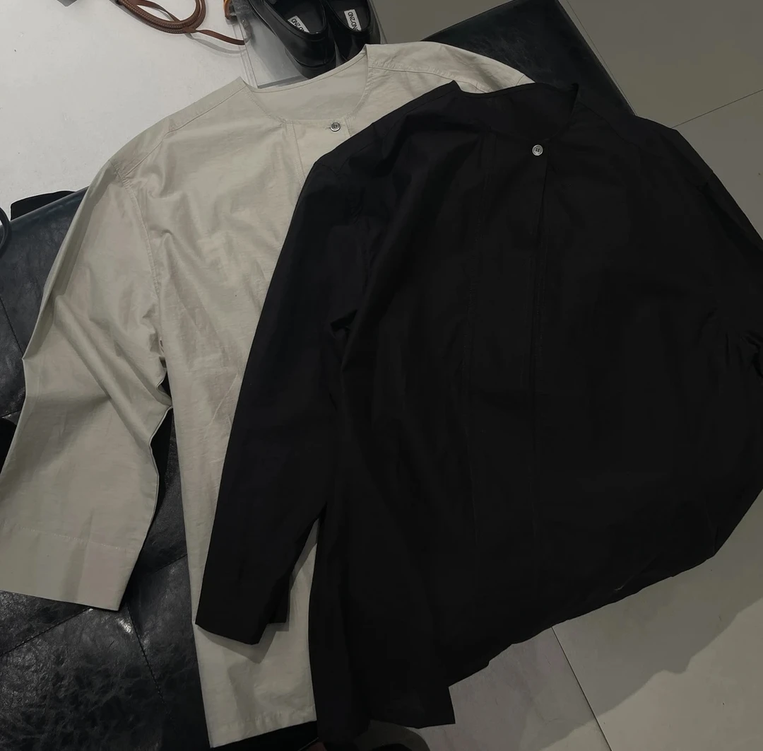 特价青苍 Az LongQuan森系圆领衬衫 设计师百搭衬衫sh8219