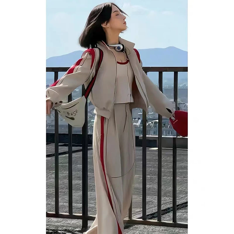 美式高街韩剧女主休闲运动套装女秋装搭配高级感盐系穿搭三件套