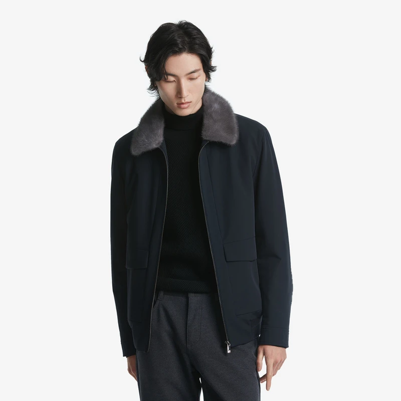 【水貂毛领】劲霸男装时尚保暖棉服冬季外套短版尼克服|BSNT4314