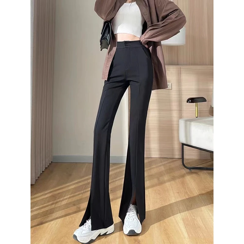 【管管专属】奈沛诗 K22011789 休闲显瘦加绒开叉喇微喇阔腿裤