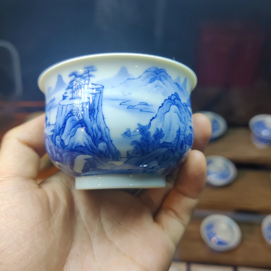 青花山水如是（炉式）杯  使用容量100ml左右