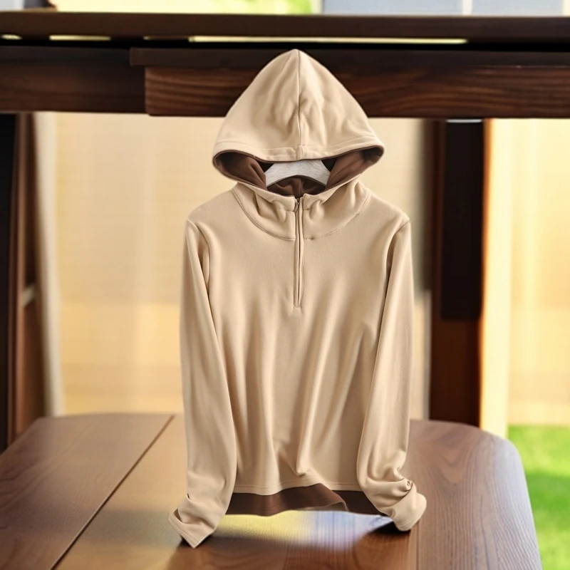 2024秋季新款女士新面料特丽绒时尚百搭休闲显瘦外穿半拉链卫衣