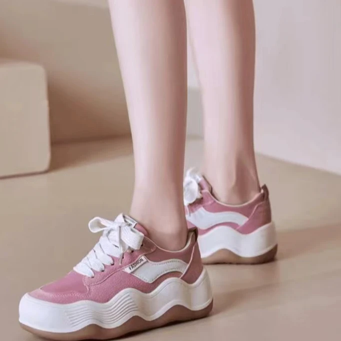 2024春夏季新款简约时尚甜美清新减龄气质饼干厚底撞色休闲鞋-F4
