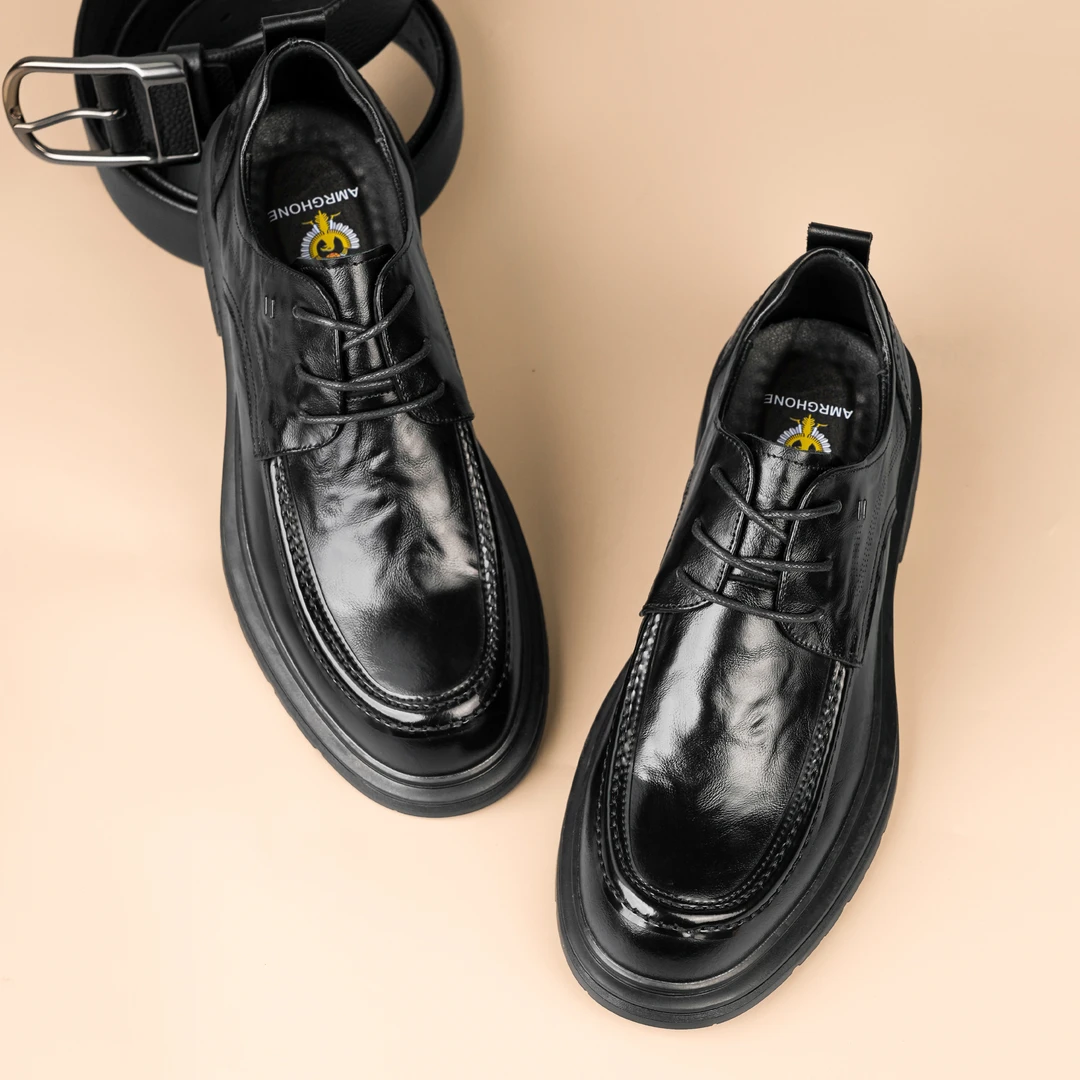 皮鞋男2025新款冬季商务正装舒适潮流软底软皮百搭英伦男士休闲鞋