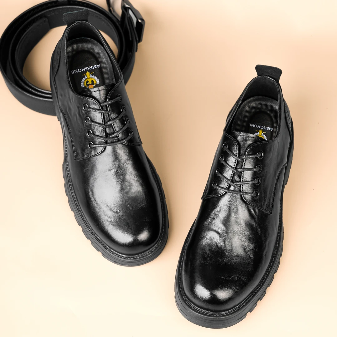 皮鞋男2025新款舒适轻便商务正装厚底软底黑色百搭男士休闲德比鞋