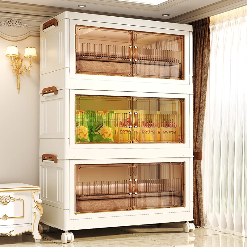 免安装收纳柜家用移动整理箱可折叠卧室客厅置物柜多层收纳储物柜