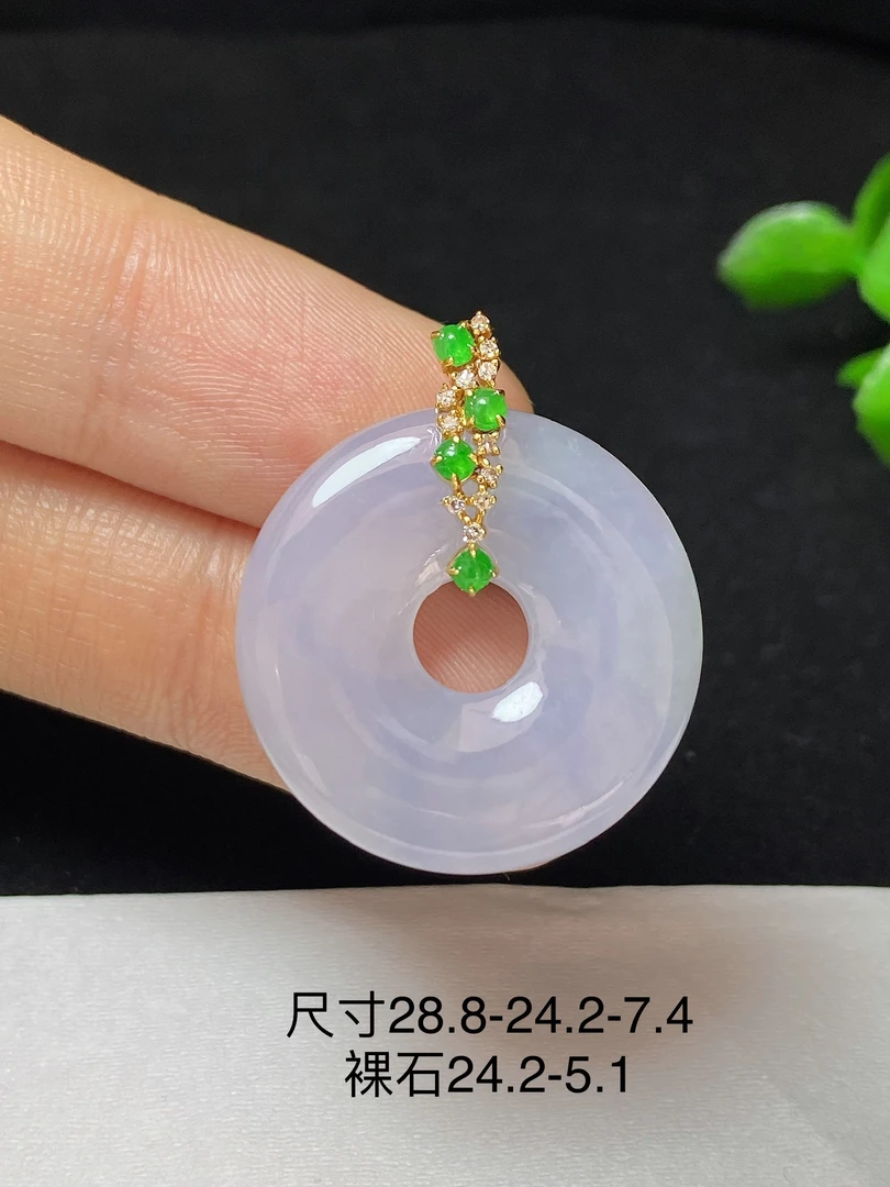 紫罗兰甜甜圈吊坠 18k金镶嵌天然翡翠精美时尚气质日常通勤百搭