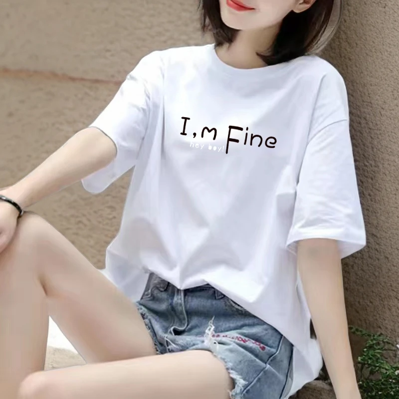 纯棉网红圆领短袖t恤韩版宽松全棉内搭打底衫时尚小众设计上衣女t