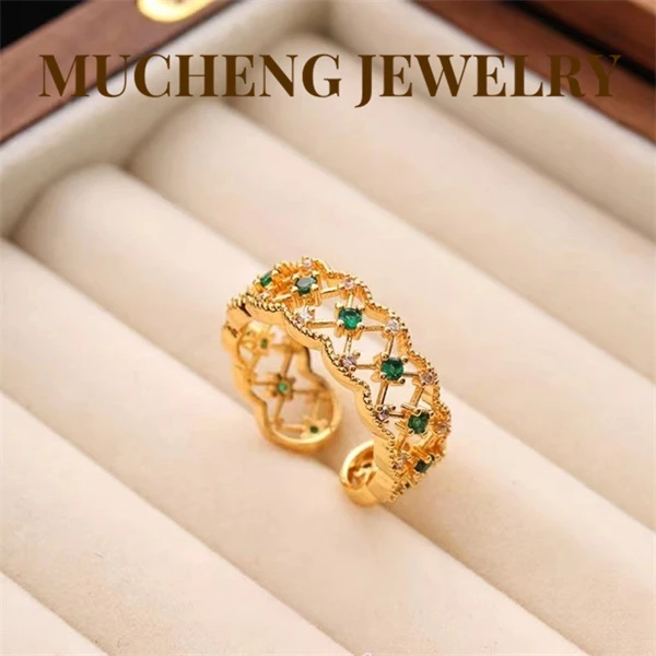 铜合金戒指 JZ5004新中式复古镂空开口戒指气质轻奢时尚百搭古风