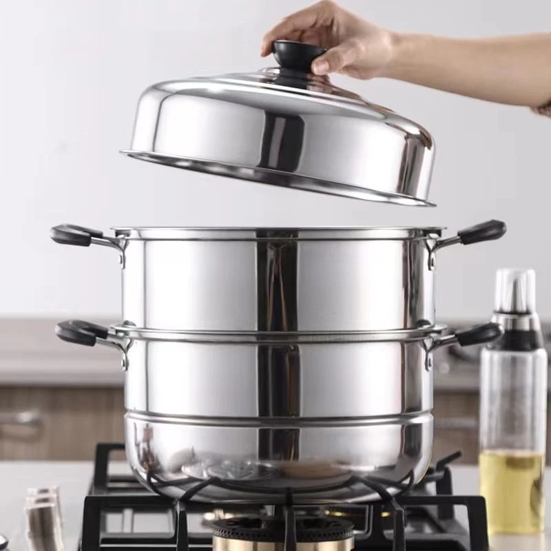 【28cm三层蒸锅不锈钢】电磁炉煤气炉通用  破损联系客服补