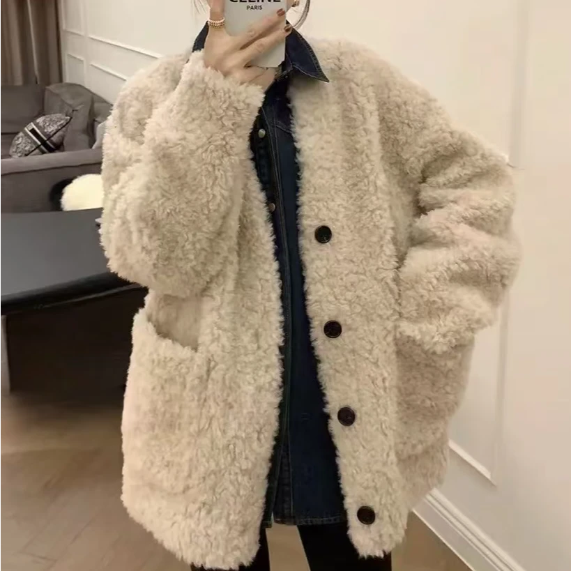 小香风皮毛一体外套女时尚休闲韩版