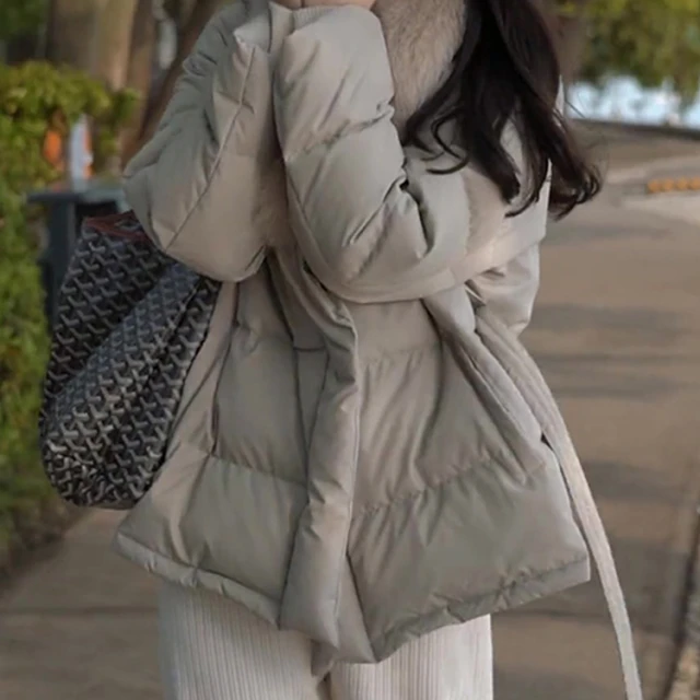 【锦约】冬季韩系奶呼呼的面包羽绒服灰色气质90鸭绒羽绒服新款