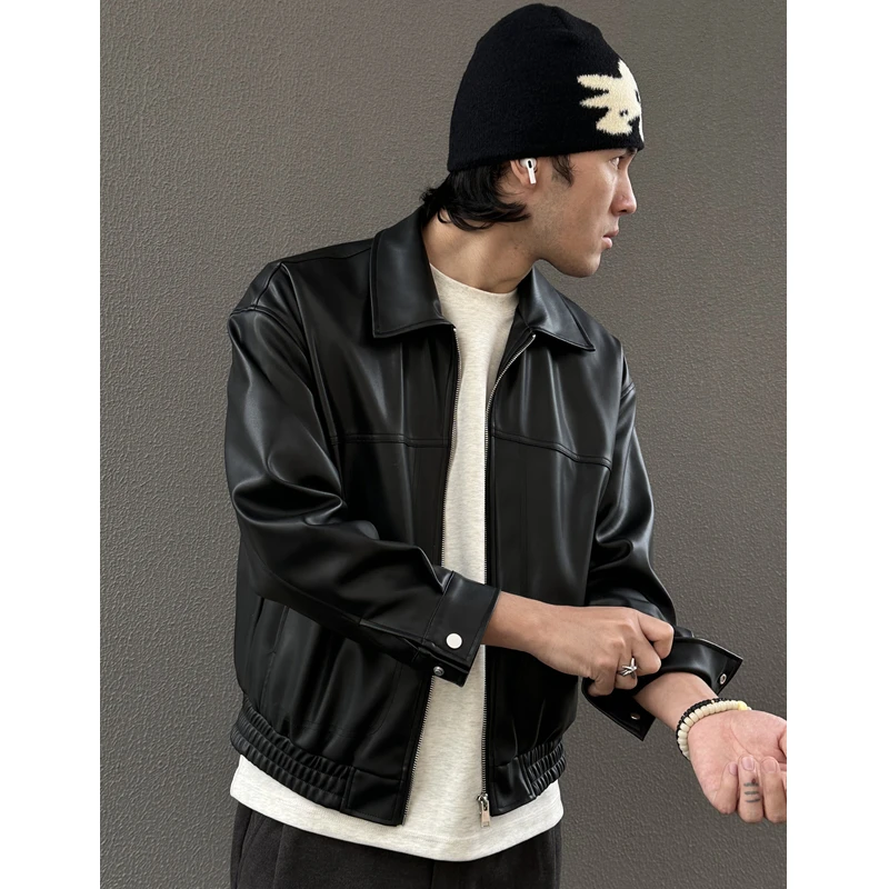 【纽先生】潮牌美式机车皮衣外套男春秋宽松休闲潮牌帅气PU皮夹克
