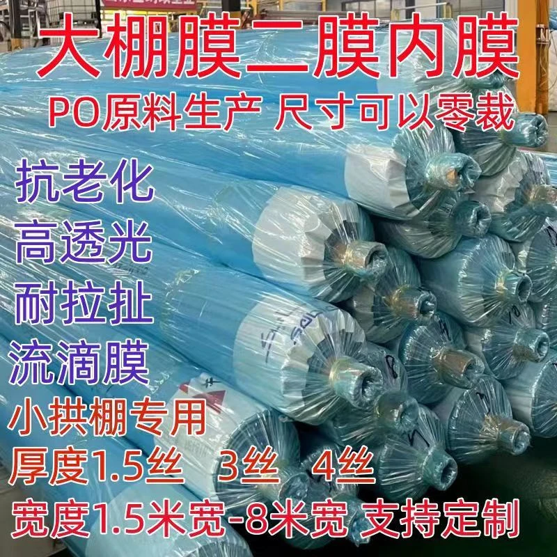 大棚膜二膜二层三层小拱棚蓝色透明塑料薄膜防寒防冻保温农用薄膜