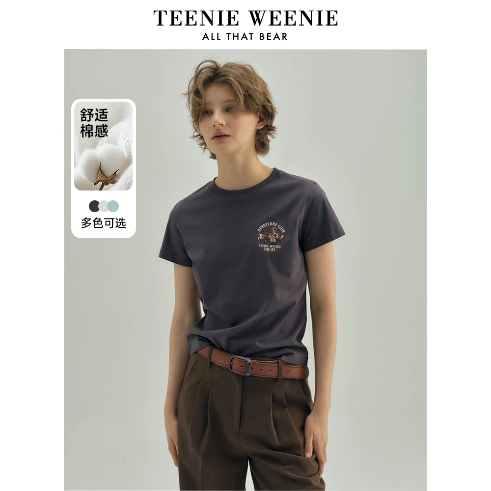*TeenieWeenie小熊24圆领短袖正肩T恤合体休闲上衣女TTRW247701N