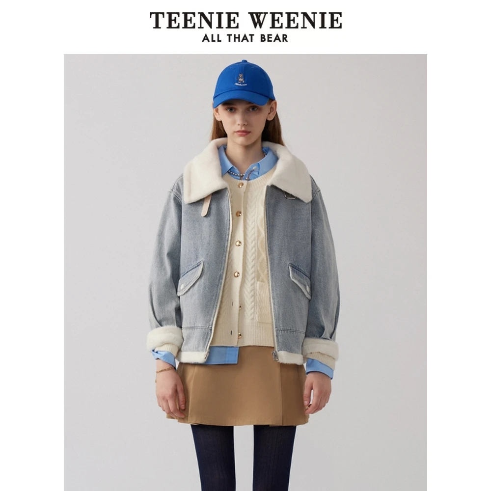 *TeenieWeenie小熊24年冬装新款加绒保暖牛仔外套上衣TTJE244T01P