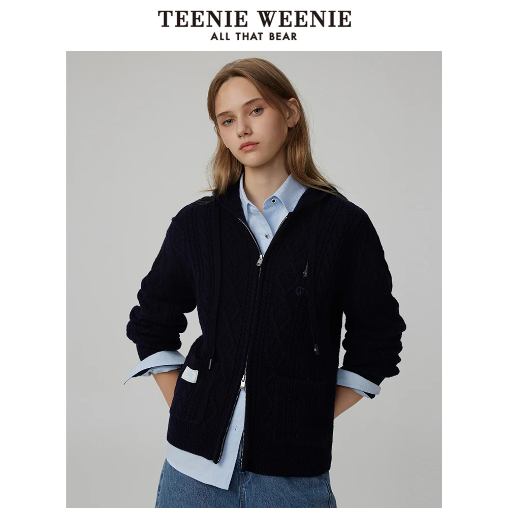 【小熊出没粉丝专享】TeenieWeenie小熊针织绞花开衫外套绵羊毛毛衣