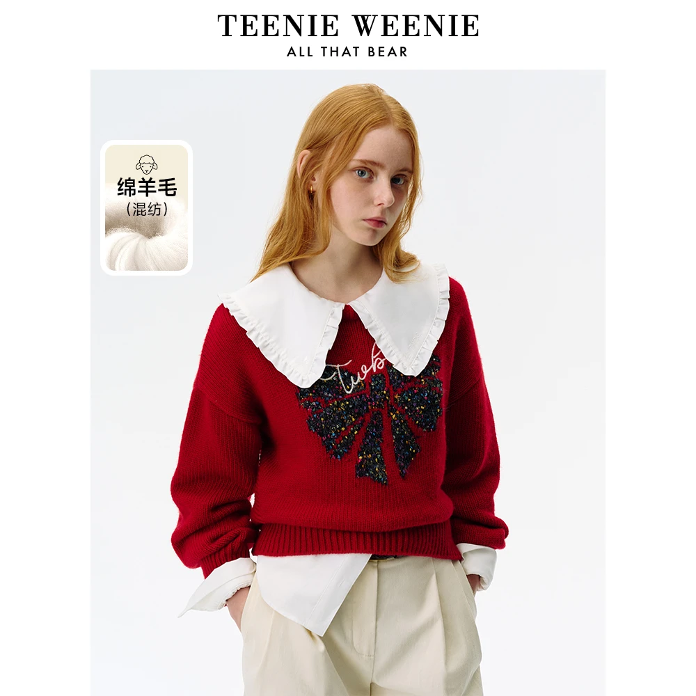 *TeenieWeenie小熊24冬新款圆领新年时尚套头针织毛衣TTKW244C07P