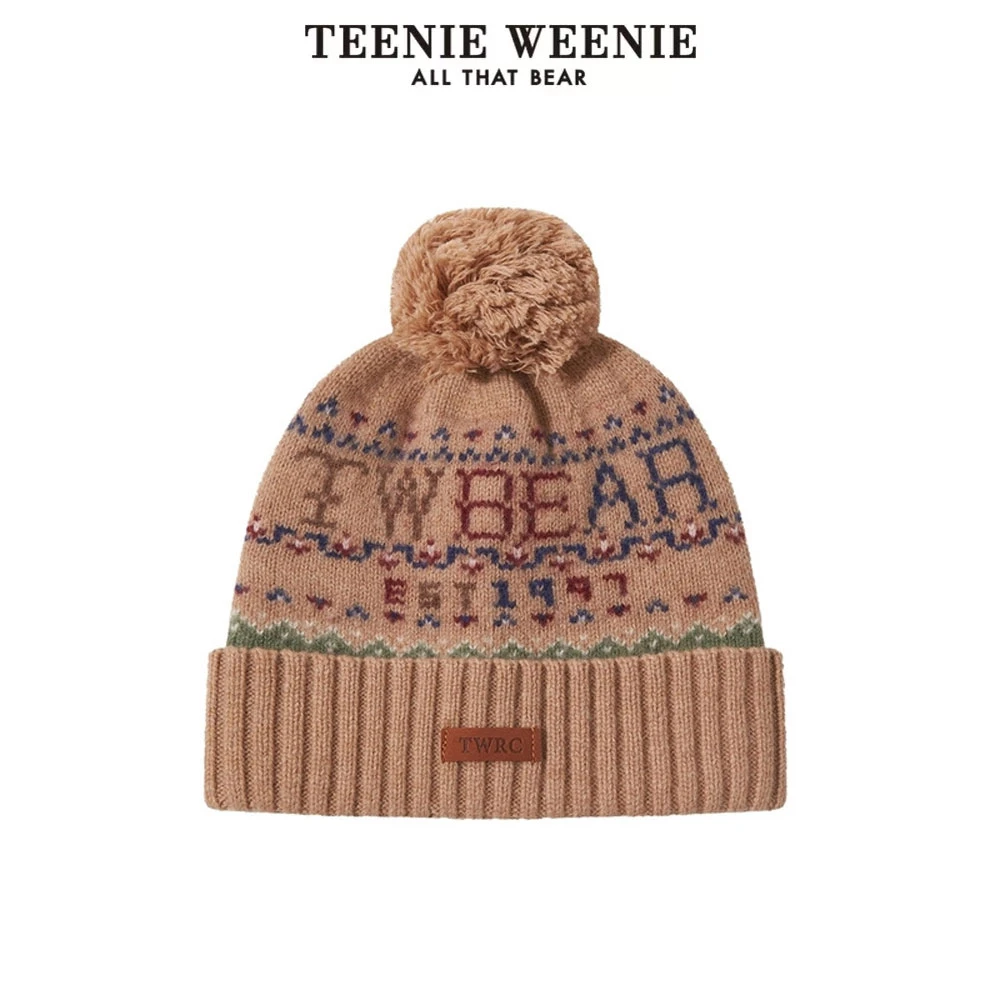 TeenieWeenie小熊字母帽子24提花复古时尚针织帽女TTAC24FV02W