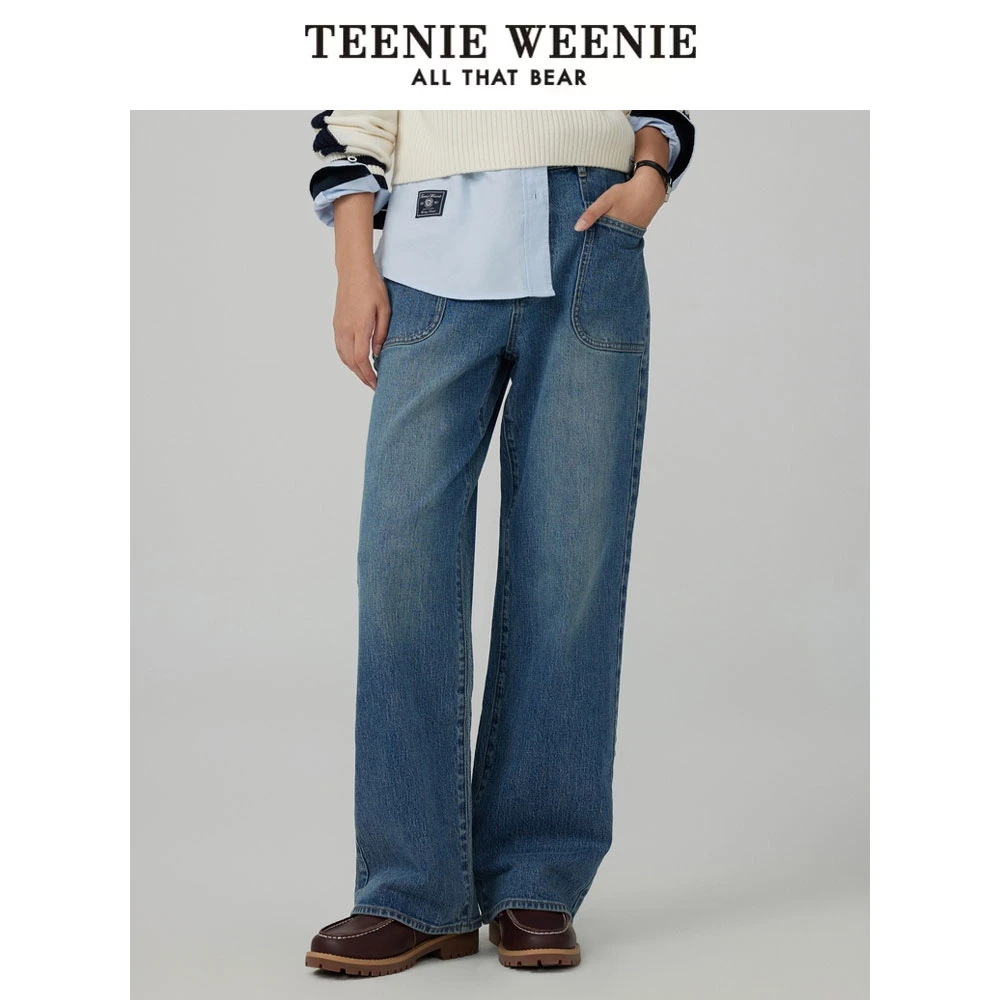 *TeenieWeenie小熊24直筒裤长裤牛仔裤通勤休闲裤子女TTTJ244904P