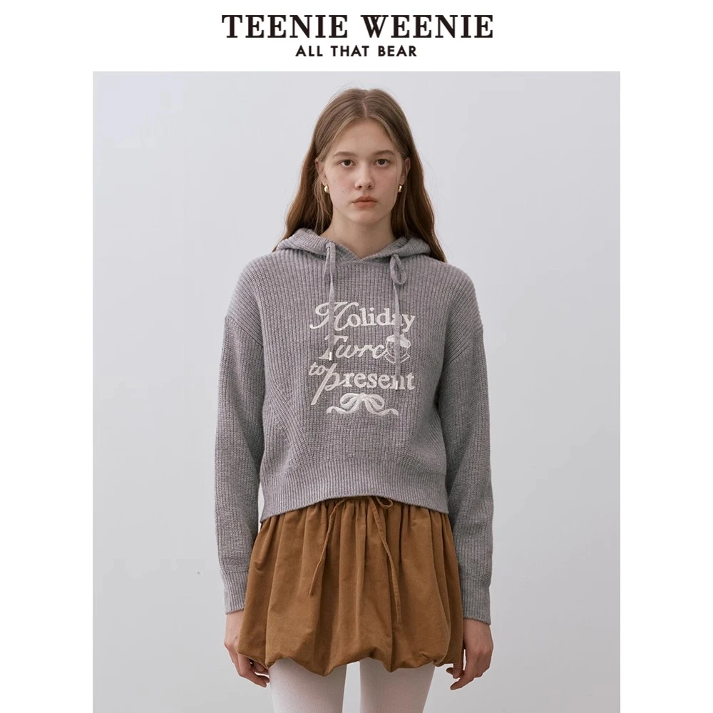 TeenieWeenie小熊毛衣24冬季新款连帽休闲舒适上衣女TTKW248C58N