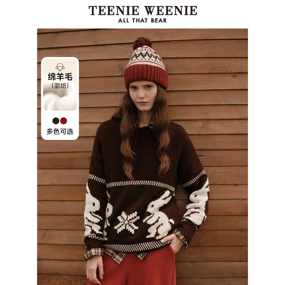 TeenieWeenie小熊时尚卡通毛衣女24冬季新款女毛衫女TTKW248V38N