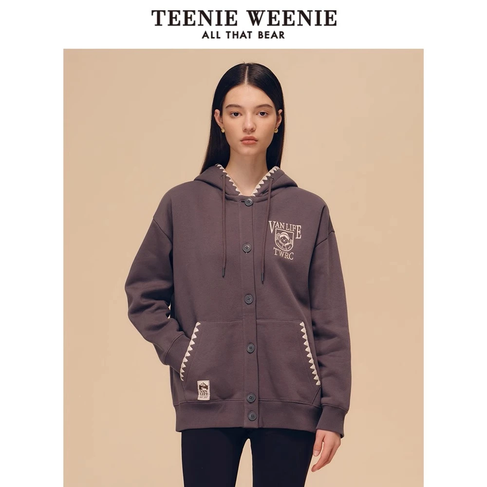 TeenieWeenie小熊字母连帽卫衣女2023冬季新款女卫衣TTMZ238T09N