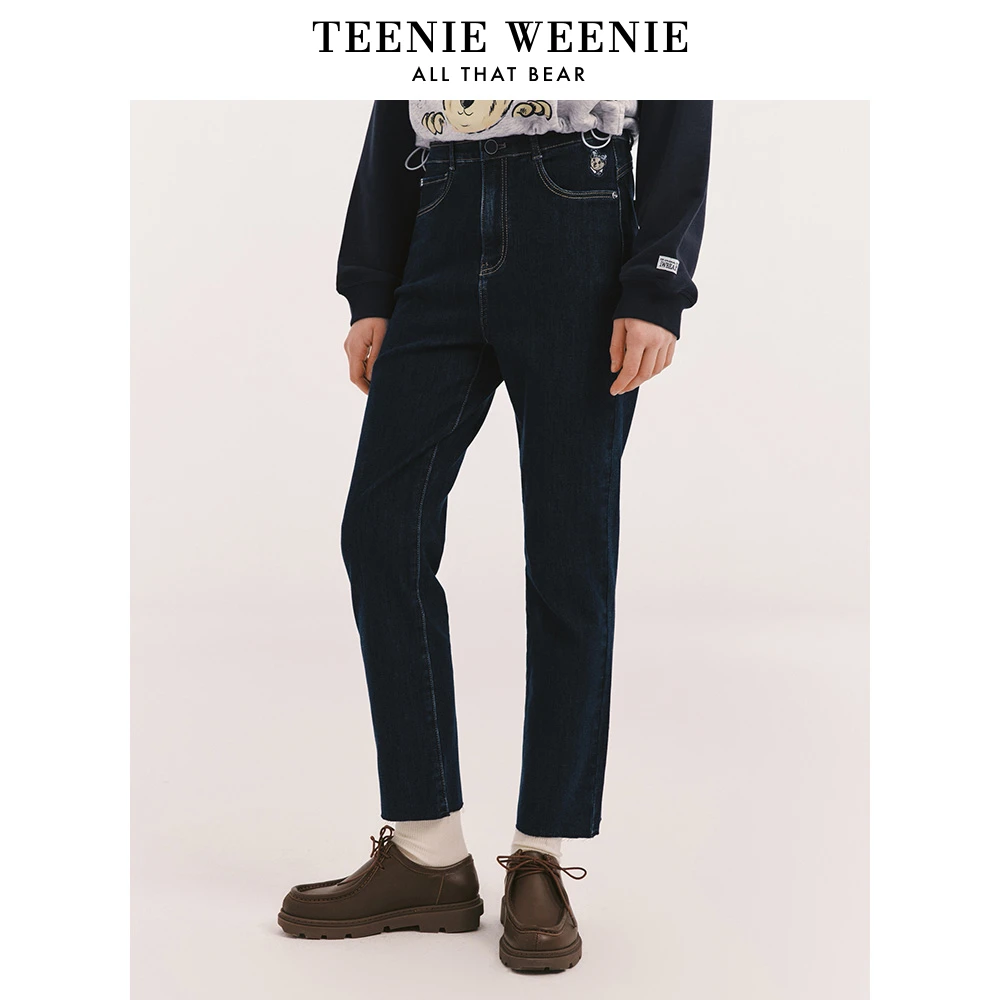 TeenieWeenie小熊2023新款学院风牛仔裤小脚裤女时尚TTTJ233803P