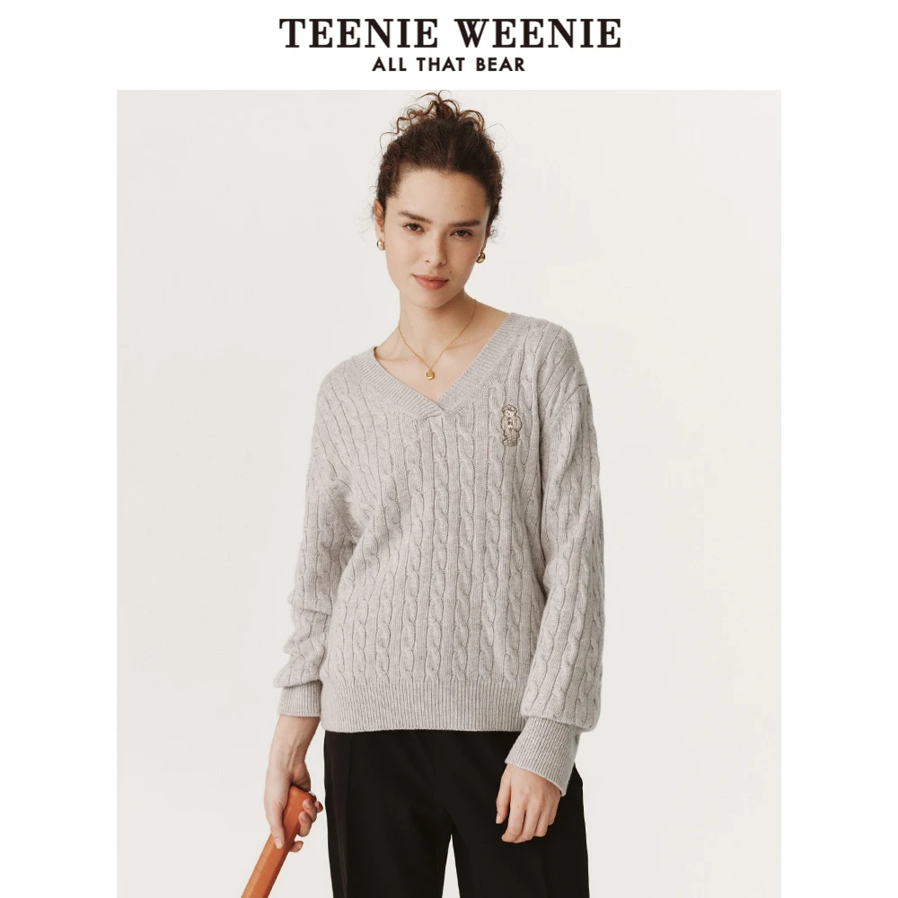 TeenieWeenie小熊2023年新款毛衣针织衫内搭外穿女装TTKW238920I