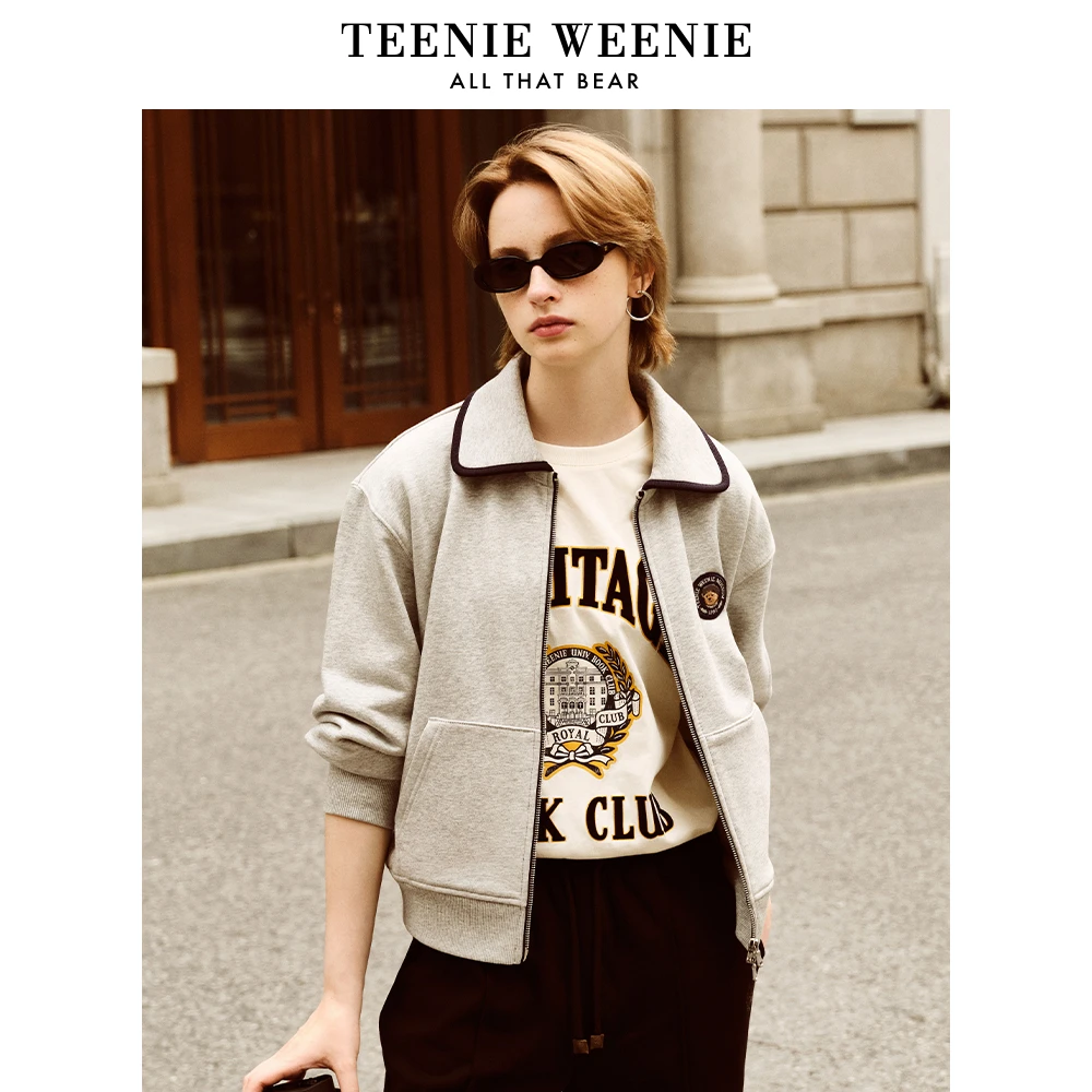 TeenieWeenie小熊2023美拉德风学院风拉链卫衣上衣女TTMZ23J803N