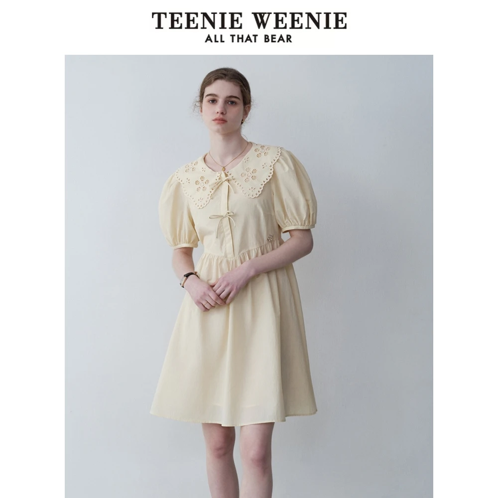 【赵老板专属】TeenieWeenie小熊娃娃领连衣裙泡泡袖裙子女0197