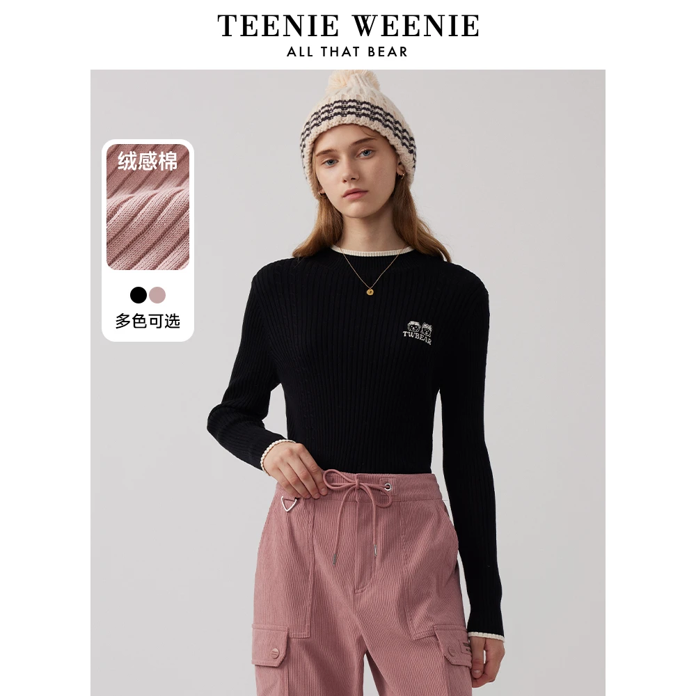 TeenieWeenie小熊毛衣保暖24女圆领毛衫修身打底衫女TTKW244T02T