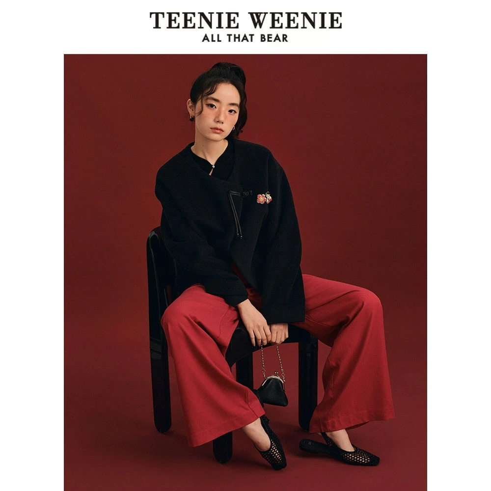 *【赵露思同款】TeenieWeenie小熊25毛呢大衣斜门襟胸针TTJW255101I