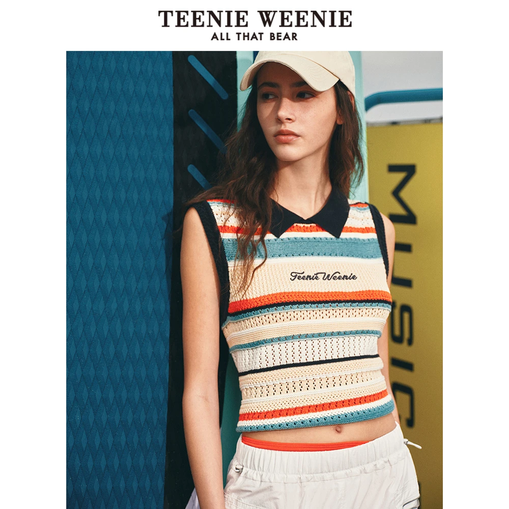 TeenieWeenie小熊24高能感马甲时髦学院风毛针织衫女TTKN243702T